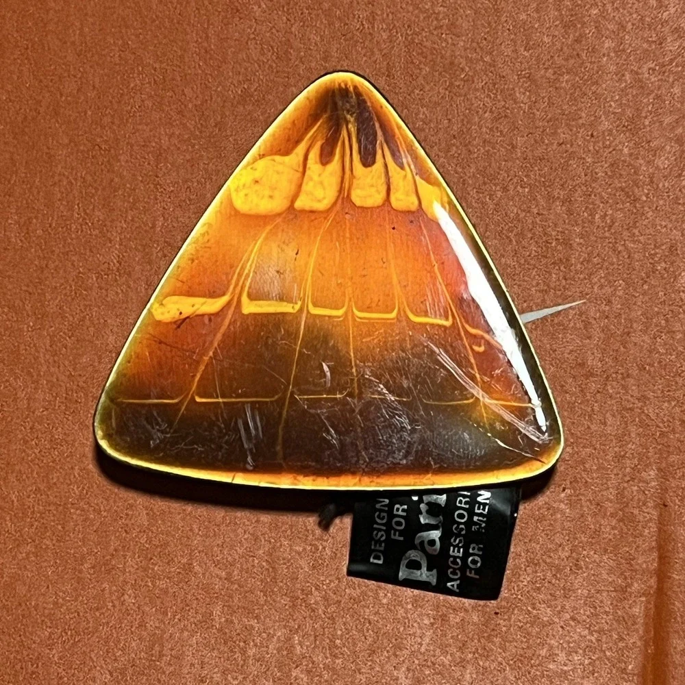 Paris London Vintage Amber Resin Triangle Belt Buckle Mens Designer Accessory
